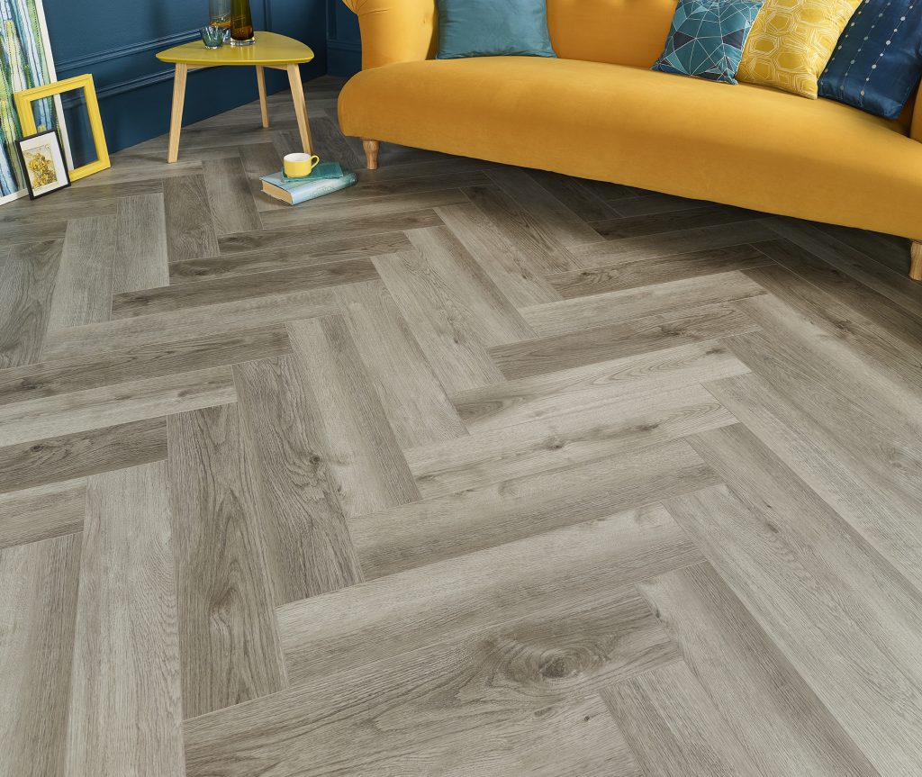 Capital HydroLoc Temple Oak Grey Herringbone Click Vinyl Flooring ...